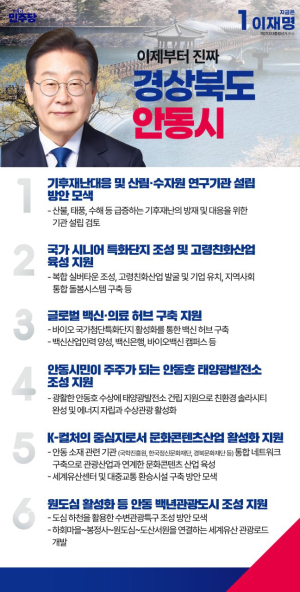 “진짜 안동으로 거듭난다”…이재명 후보, 안동관련 정책 “후끈”