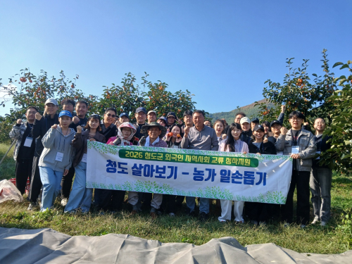 “감 따며 청도 농촌 매력에 푹”…영남대 외국인 유학생 30여 명 농촌 일손 돕기